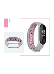 Mijoas Silicone Wristband Strap for Xiaomi Mi Band 3, Pink/Grey