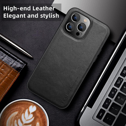 X-Level Apple iPhone 14 Pro Max 2022 Premium PU Leather Slim Protective Business Design Luxury Rugged Shockproof Non-Slip Mobile Phone Case Cover, Black