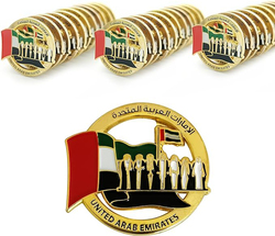 Unique Design UAE National Day Lapel Pin Gold Plated Badge 2ith Magnetic Attachment, 20 Pieces, Multicolour