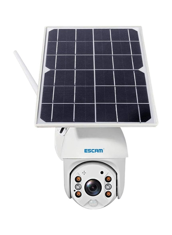 Escam Wyan Security Monitor QF480 EU Version HD 1080P Waterproof 4G Solar Panel PT IP Camera with Night Vision, Motion Detection, TF Card & 2-Way Audio, IP66, White