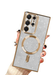 Ook Samsung Galaxy S23 Ultra Luxury Plating Magnetic Glitter Mobile Phone Case Cover, Gold