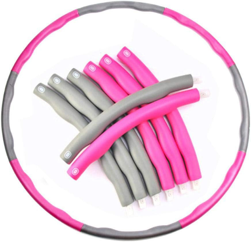 Weighted Soft Foam Hula Hoop for Exercise Detachable Design, Pink/Grey