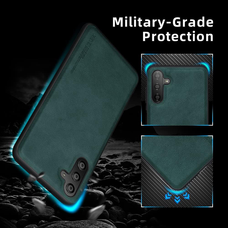 X-Level Samsung Galaxy A13 5G Case Ultra-Thin Slim Premium PU Leather Elegant Soft TPU Bumper Shockproof Protective Mobile Phone Case Cover, Green