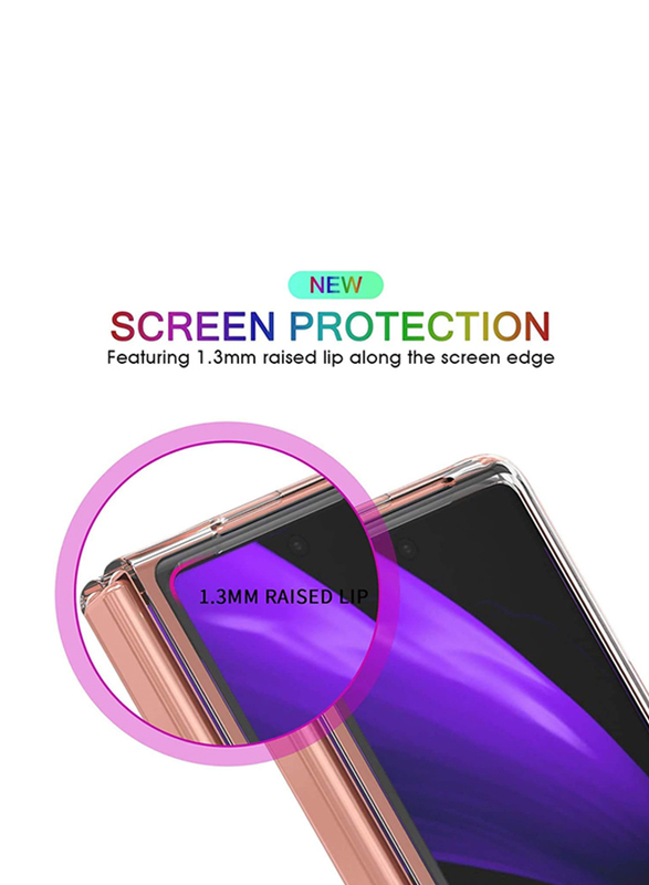 Samsung Galaxy Z Fold 2 5G Ultra-Thin PC + 9H Tempered Glass Shockproof Bumper Anti-Scratch Fashion Mobile Phone Case Cover, Clear