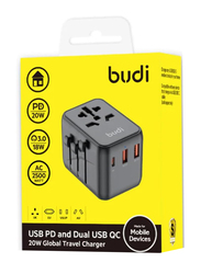 Budi 4 USB Travel Adapter, Black