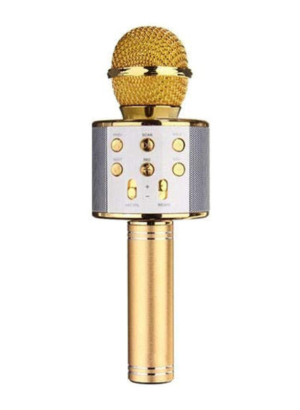 

Wster MIC-WS-858 Wster Wireless Handheld Karaoke Bluetooth Microphone, Gold