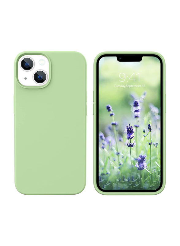 Apple iPhone 13 Premium Hard Silicone Protective Shell Soft Microfiber Liner Cushion Thin Full Body Protective Mobile Phone Case Cover, Green