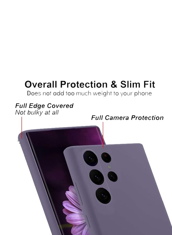 Samsung Galaxy S23 Ultra Silicone Rubber with Soft Microfiber Lining Mobile Phone Case Cover, Purple