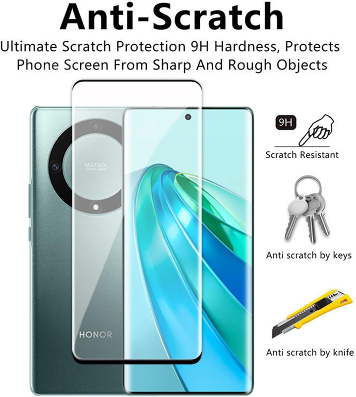 Honor X9a Resistant Bubble Free Anti-Fingerprints Tempered Glass Screen Protector, 2 Pieces, Clear