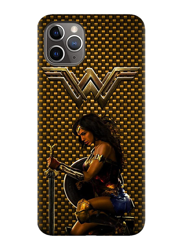 Apple iPhone 11 Pro Max Protective TPU Mobile Phone Case Cover with Wonder Woman Design, Gold