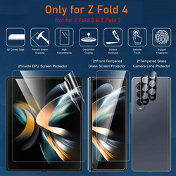 Samsung Galaxy Z Fold 4 2 Front Tempered Glass Screen Protector with 2 Inner Soft TPU Film Shields & 2 Camera Lens Protector, Clear