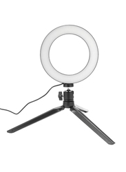 Dimmable Wide Dimming Range LED Ring Fill-In Light Tripod for Camera Photo Studio Selfie Photography, Black