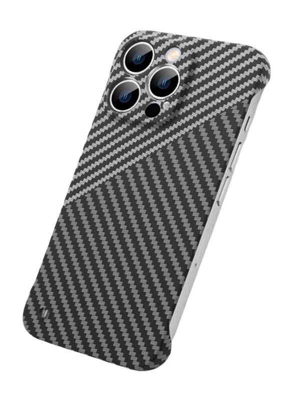 

Generic Apple iPhone 14 Pro Carbon Fiber Texture Frameless Mobile Phone Case Cover, Black/White