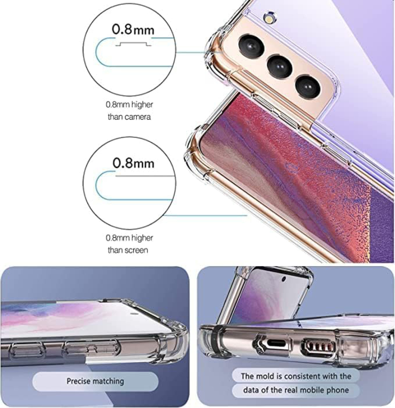 Samsung Galaxy S22 6.1-Inch Edge Thin Slim Soft TPU Hard Bumper Crystal Drop Protection Designed Silicone Shockproof Mobile Phone Back Case Cover, Clear