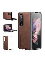 X-Level Samsung Galaxy Z Fold 4 5g (2022) Thin Slim Premium PU Leather Anti-Scratch Drop Protection Shockproof Folding Mobile Phone Case Cover, Brown