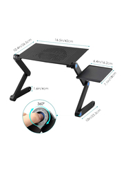 Adjustable Folding Desk Riser with Mouse Pad, Black