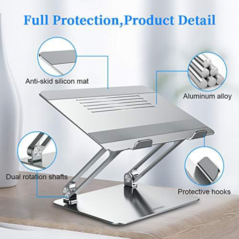 Multi-Angle Adjustable Foldable Laptop Stand, Silver