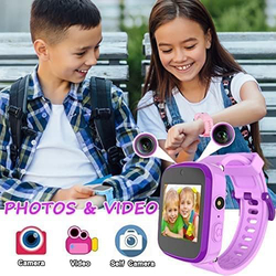 Kids Educational 1.54 Inch Smartwatch, GPS, Ages 3-10, Purple