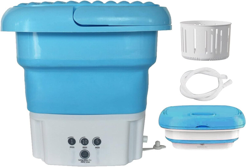 

Generic Portable Washing Machine Mini Foldable Washer with Spin Dryer Bucket, Blue