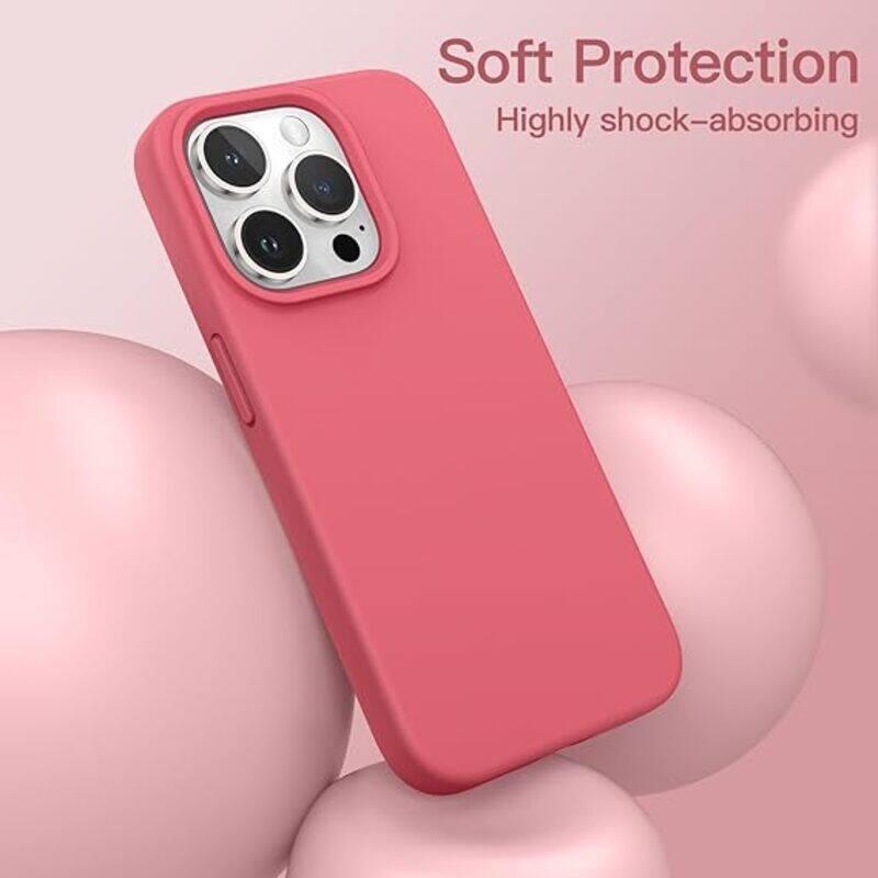 

Generic Liquid Silicone case for iPhone 15 Pro case cover Full Body Protection, Shockproof, Slim, Anti-Scratch Soft Microfiber Lining Red