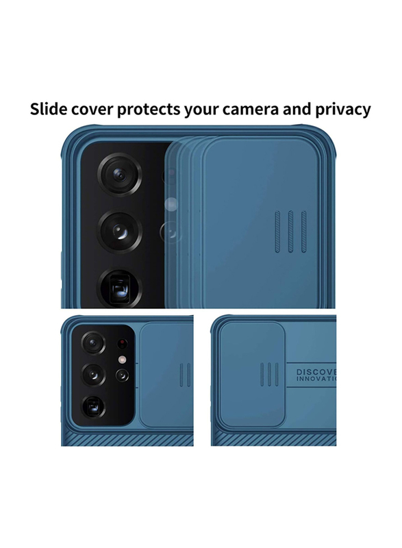 Nillkin Samsung Galaxy S21 Ultra 6.8 Inch CamShield Mobile Phone Case Cover with Slide Camera Cover, Blue