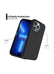 Apple iPhone 13 Pro Max Premium Hard Silicone Protective Shell Soft Microfiber Liner Cushion Thin Full Body Protective Mobile Phone Case Cover, Black