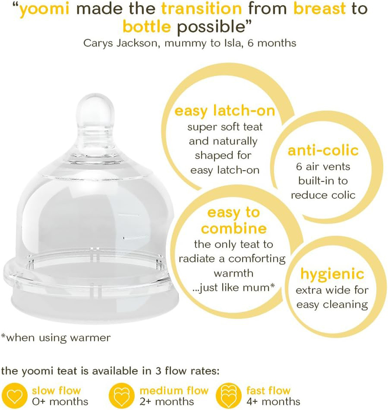 Yoomi Anti-Colic Baby Feeding Bottle, 2 x 240ml, Clear/Yellow