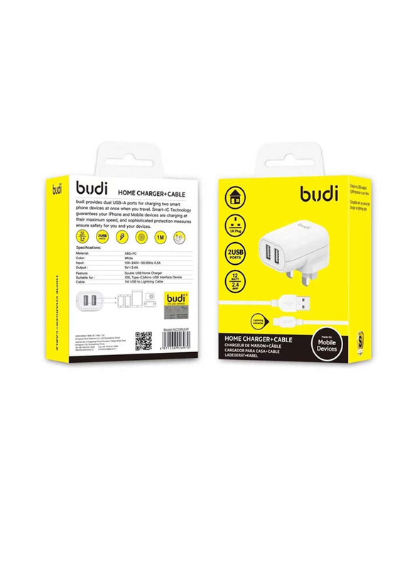 

Budi Home Charger with Lightning Cable, White