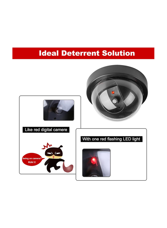 Homes & Business Security CCTV Fake Dummy Dome Camera with Flashing LED Light, Black