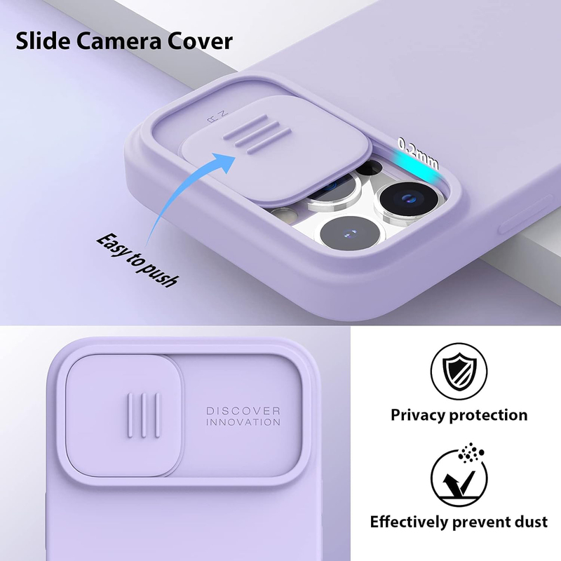 Apple iPhone 14 Shockproof Protective Bumper Hard PC & Soft Silicone Edge Mobile Phone Case Cover with Camera Lens Protection, Purple