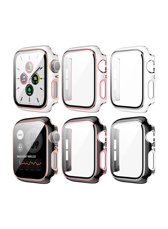 JZK Full Coverage Hard PC HD Ultra-Thin Guard Bumper Case with Tempered Glass Screen Protector for Apple Watch Series 6/5/4/SE & iWatch 44mm, 14 Pieces, Multicolour