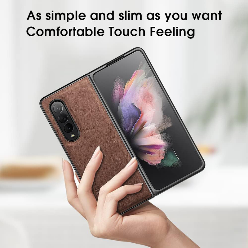 X-Level Samsung Galaxy Z Fold 4 5g (2022) Thin Slim Premium PU Leather Anti-Scratch Drop Protection Shockproof Folding Mobile Phone Case Cover, Brown