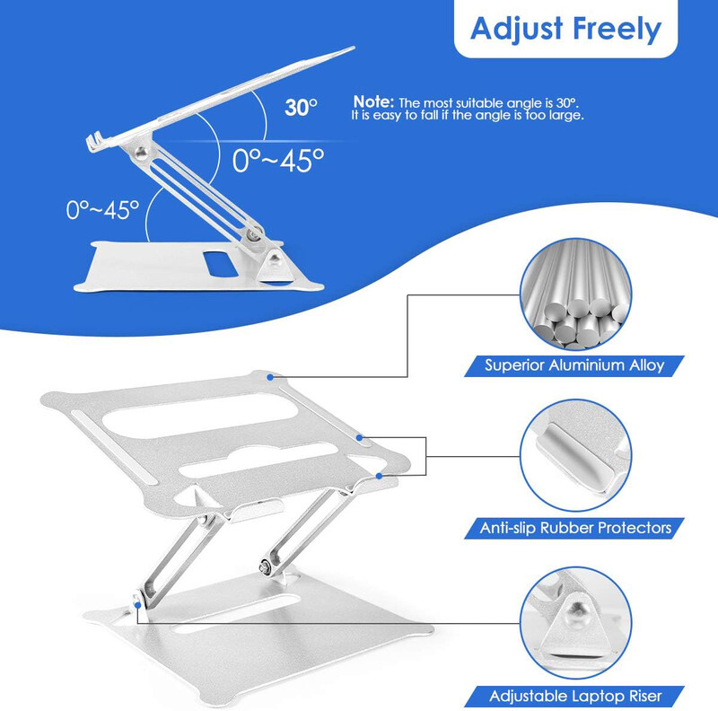 Portable Adjustable Laptop Stand, Fits for All 10 to 17.3-inch, Silver