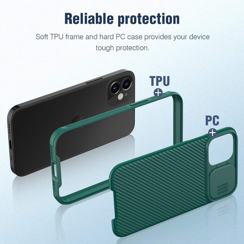 Nillkin Apple iPhone 12 Mini Hard PC Camera Protective Anti-Scratch Mobile Phone Case Cover, Dark Green