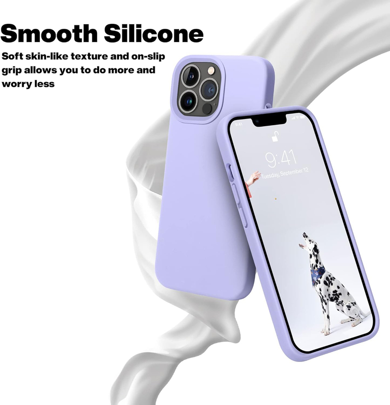 Otofly Apple iPhone 13 Pro Liquid Silicone Slim Protective Shockproof Anti-Scratch Microfiber Lining Mobile Phone Case Cover, Light Purple