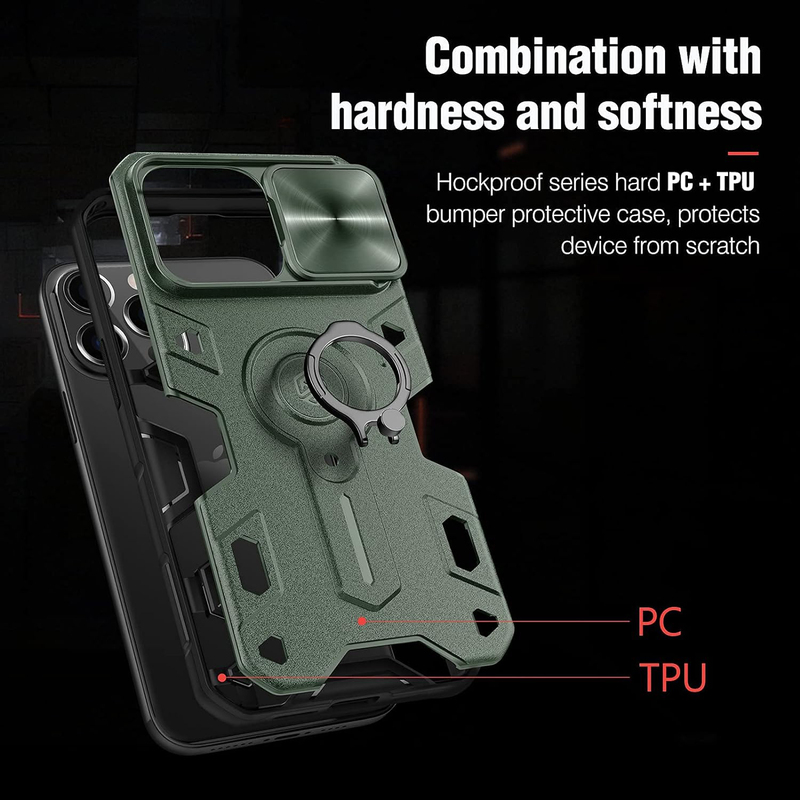 Nillkin Apple iPhone 13 Pro 6.1-inch CamShield Bumper Hybrid Mobile Phone Case Cover, Dark Green