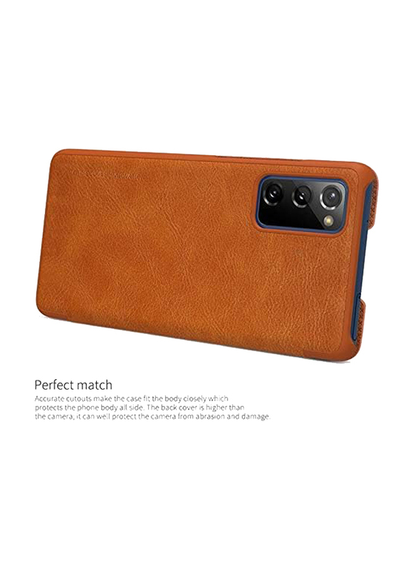 Nillkin Samsung Galaxy S20 Fe Luxury Leather Book Wallet Protective Flip Mobile Phone Case Cover, Brown