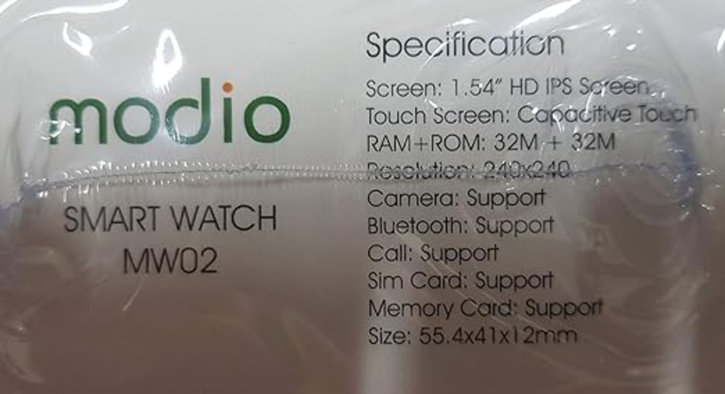 Modio MW02 Multi Function Smartwatch, GPS, Black