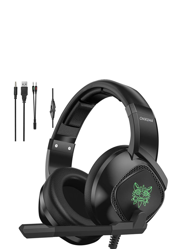 Onikuma K19 3.5mm Wired Over Ear Gaming Headset, Black