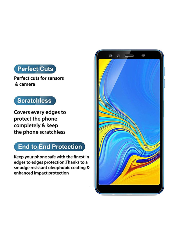 Samsung A7 2018 9D Fit 9H Hardness Bubble Free Anti-Scratch Tempered Glass Screen Protector, Black/Clear