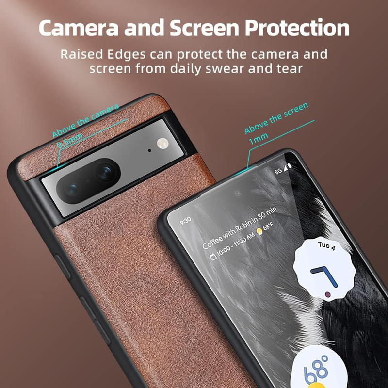 X-level Google Pixel 7 5G (2022) Ultra-Thin Slim Premium PU Leather Elegant Soft TPU Bumper Shockproof Protective Mobile Phone Case Cover, Brown