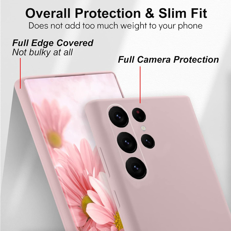 Samsung Galaxy S23 Ultra Silicone Rubber with Soft Microfiber Lining Mobile Phone Case Cover, Pink