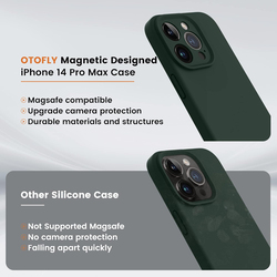 Otofly Apple iPhone 14 Pro Max Magnetic MagSafe Shockproof Silicone Mobile Phone Case Cover, Alpine Green