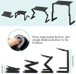 Adjustable Folding Desk Riser with Mouse Pad, Black