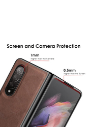 X-Level Samsung Galaxy Z Fold 4 5g (2022) Thin Slim Premium PU Leather Anti-Scratch Drop Protection Shockproof Folding Mobile Phone Case Cover, Brown