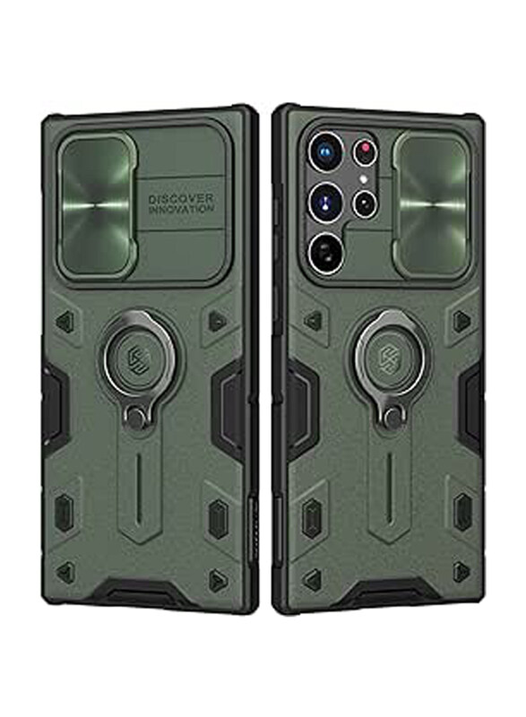 

Nillkin Samsung Galaxy S22 Ultra Cam Shield Armor Mobile Phone Case Cover with Kickstand & Camera Slide, Green