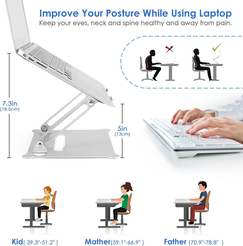 Portable Adjustable Laptop Stand, Fits for All 10 to 17.3-inch, Silver