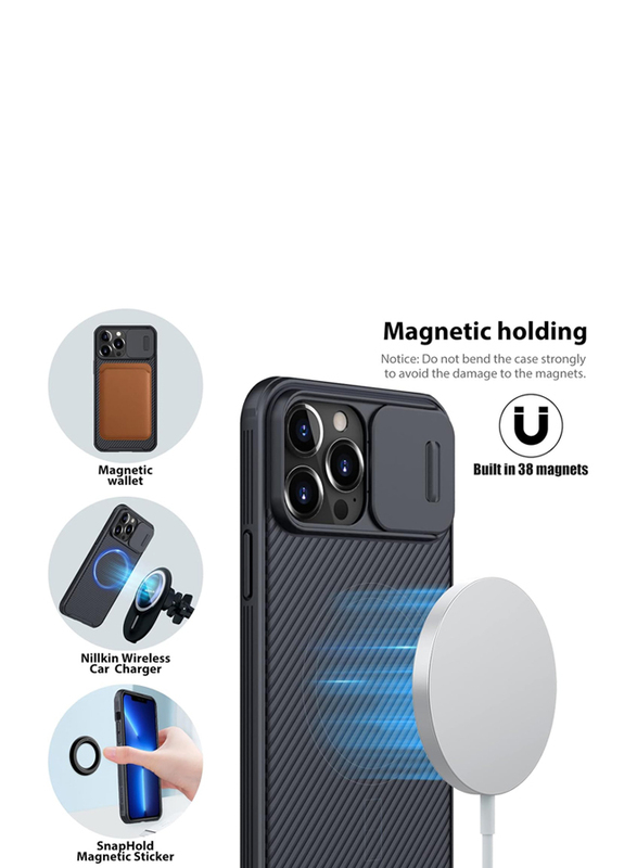 Nillkin Apple iPhone 13 Pro Max Magnetic with Camshield Pro Built-in Magnet Circle Mobile Phone Case Cover, Black