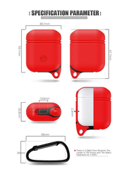 Portable Waterproof Shockproof Silicone Case Protective Cover for Apple AirPods, Red