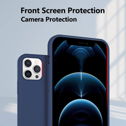 X-Level Apple iPhone 12 Pro Max 6.7-Inch Silicone Slim Thin Soft Gel Rubber Camera Protection Anti-Slip Anti-Scratch Microfiber Lining Cushion Shockproof Case Cover, Navy Blue